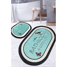 Molla Banyo Halısı Djt 2 Li Set Yıkanabilir , Kaymaz Taban Banyo Çok Renkli