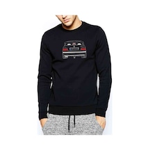 Araba M3 Baskılı Siyah Erkek Örme Sweatshirt