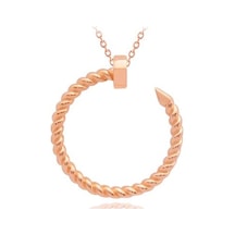 Diamond Line-Gülaylar - Pembe Altın 14 Ayar Çivi Kolye