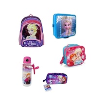 Disney Frozen Elsa Simli Üç Bölmeli Ilkokul Çantası 5 Parça Set Beyaz