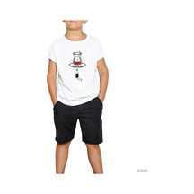 Çay Ve Şarj Beyaz Çocuk Tişört Siyah