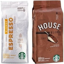Starbucks 2x House Blend & Espresso Blond Çekirdek Kahve 250gr.