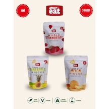 Evereat Çilek-ananas-kavun Freeze Dry Meyve Cipsi 3'lü Paket Gurme Atıştırmalık 1 Adet