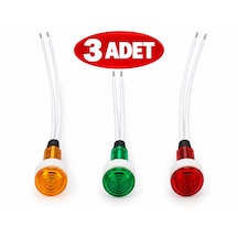 Kablolu Sinyal Lambası İkaz Işığı Sarı Yeşil Kırmızı 3 Lü Set 3 Adet 1