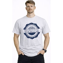 Herkesemoda Do Not Fear Yazı Detaylı Basic T-shirt Gri