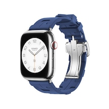 Apple Watch 42mm Spor Görünümlü Uyumlu Krd-94 Silikon Kordon - Lacivert