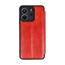Xiaomi Redmi Note 14 4g Uyumlu Kılıf Flip Cover - Kırmızı