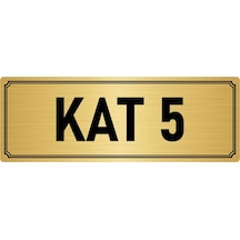 Metal Yönlendirme Levhası, Departman Kapı İsimliği Kat 5 10x20 cm Altın Renk