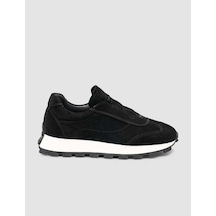 Hakiki Süet Deri Siyah Kürk Astarlı Kışlık Kadın Sneaker Siyah