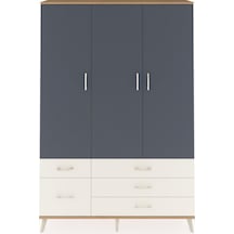 Arges Dolap 5 Raflı 5 Çekmeceli Tek Askılı 132x30x195 Çam-ant... Çam