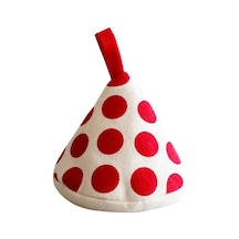 Kırmızı Üçgen Pamuk Pot Kulp Kılıfı Isıya Dayanıklı Nokta Baskı Haşlanma Geçirmez Asılı Döngü Kalın Mini Mutfak Kalbur Kızartma Tavası