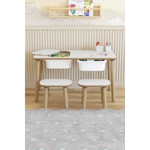 Montessori Çocuk Masası-oyun Masası-aktivite Masası-çalışma Masası-etkinlik Masası 2 Tabure Beyaz