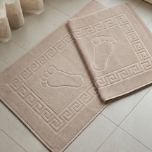 Botti Home %100 Pamuk 2'li Banyo Ayak Havlusu Seti, Pamuklu Jakarlı Dokuma Ayak Havlusu 50 X 70 Cm, 2 Parça Çeyizlik Lüks Ayak Havlusu Takımı Bej