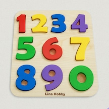 Çocuklar İçin Renkli Sayı Puzzle - Ahşap Tabanlı 3d Rakamlar 20x17 Cm - Eğlenerek Öğrenme Sayılar + Harfler