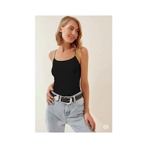 Unika Boutique Kadın Çift Katlı Ip Askılı Atlet Unika Siyah