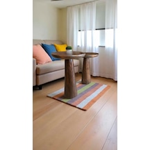 Rustik Ceviz Renk Ahşap Sehpa Seti Mantar Model 2 Li Yan Sehpa