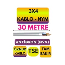 Öznur 3x4 Nym Antigron Kablo, 30 Metre, Gri