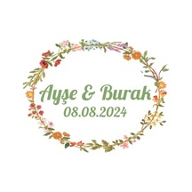 Kış Bitkili Yuvarlak Etiket Kına Nişan Düğün 3x3 Cm Özel Etiket / 50 Adet Sticker Beyaz