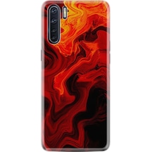 Oppo A91 Kılıf Silikon Red Orange Zigzag 1695 Siyah