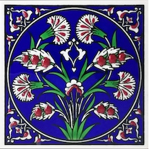 Armada Çini 10x10 Cm Ed 111 İznik Karanfil Desenli Kütahya Çini Karo