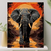Sayılarla Boyama Tuval Seti - 40x50 Cm Fil Temalı