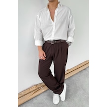 Beyaz Oversize Fresh Keten Gömlek Beyaz