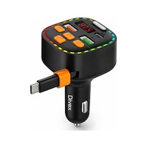 Bluetooth 5.3 Fm Transmitter, Dahili Type-c Kablolu Çift Usb 3.1a Araç Şarjı, Eller Serbest Görüşme, Mp3/wma/flac Ve Tf Kart Destekli 12-24v Led Ekranlı