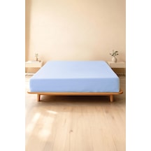 Soley Jersey %100 Pamuk Tek Kişilik Premium Lastikli Çarşaf Mavi