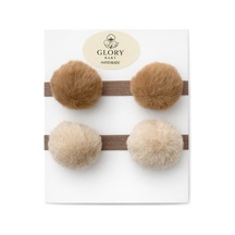 Kız Çocuk Bebek Ponpon Bandana 2'li Set Kahverengi Kahverengi