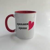 Mor Mürekkep Aşkoların Aşkosu Baskılı Kırmızı Mega Sevgililer Günü Kupası