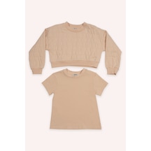 Kız Çocuk Kedi Kapitoneli Somon Sweatshirt 4755292