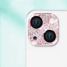 Apple Uyumlu iPhone 12 Pro İle Uyumlu Kırılmayı Önleyen Kamera Lens Koruma Diamond Kamera Koruma Taşlı Elmas Lens Koruma Parlak Renkli Taşlı Tasarım Kamera Koruma Rosegold Diğer