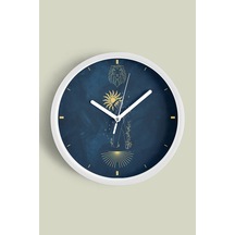 Aslan Burcu - Burçlar Modern Duvar Saati - 30cm - Önü Camlı Beyaz Kasa - Sessiz Mekanizma Beyaz
