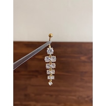 316 L Cerrahi Çelik Göbek Piercingi Pırlanta Model Göbek Piecingi Gold