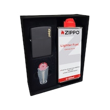 Zippo Çakmak Mat Siyah Hediyelik Kutu Benzin Taş Set du10sysr
