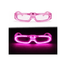 Pembe Led Işıklı Parti Gözlüğü 3 Modlu Glow - Gece Eğlence Gözlüğü