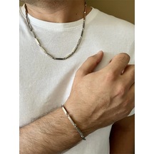 Küp Üçgen Model 1.sınıf Çelik Üzeri Gümüş Kaplama Kolye Ve Bilekl Silver
