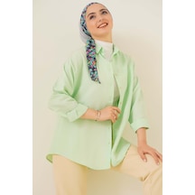 Bigdart 103901 Oversize Basic Tesettür Gömlek - E.yeşil 001