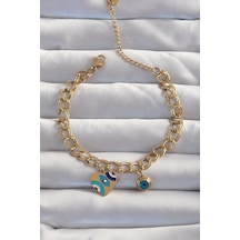 316l Çelik Gold Renk Nazarlı Kalp Model Zincir Bileklik - Tj-bb6227 Gümüş 316l Çelik Gold Renk Nazarlı Kalp Model Zincir Bileklik - Tj-bb6227 Gümüş