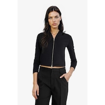 Defacto Dik Yaka Fermuarlı Sweatshirt F0999AX25WN Siyah