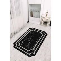 Siyah Çerçeveli Kaymaz Tabanlı Lazer Kesim Halı Rv312n11