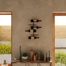 Duvara Monte Şaraplık 6 Şişelik Modern Metal Şişelik Minimalist Endüstriyel Duvar Tipi Şarap Rafı