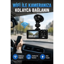 Ers Çift Kameralı Wifi Araç Kamerası 170 Geniş Açı Full Hd Araç İçi Kayıt Sistemi