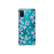Samsung Galaxy Uyumlu M30s Köşe Korumalı Antişok Kapak Floral Lila Tasarımlı Şeffaf Kılıf