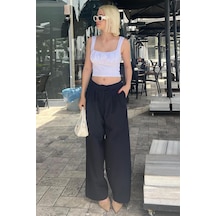 Madmext Lacivert Yüksek Bel Rahat Kesim Bol Paça Pantolon Mg2120-lacivert Lacivert