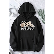 Uyguntarz Mooooody Baskılı Unisex Oversize Sweatshirt siyah