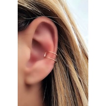 Gümüş Üzerine Rose Altın Kaplama Trend Kıkırdak Küpe N11.52934