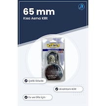 Asma Kilit 65 Mm Kısa Çelik Anahtarlı Güvenlik Ev Ofis Kullanımı