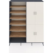 Hyperion Gardrop 8 Raflı 4 Kapaklı 2 Askılı 176x44x221 Antrasit-aytaşı/çam Aytaşı/çam