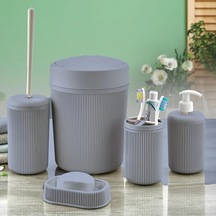 Banyo Seti, Çöp Kovası, Sıvı Sabunluk, Diş Fırçalık, Sabunluk Ve Tuvalet Fırçası, 5 Parça Antrasit Gri Diğer